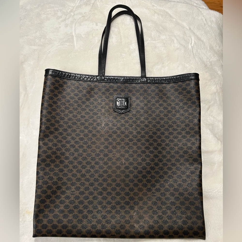 Authentic Celine Black Macadam Tote Bag